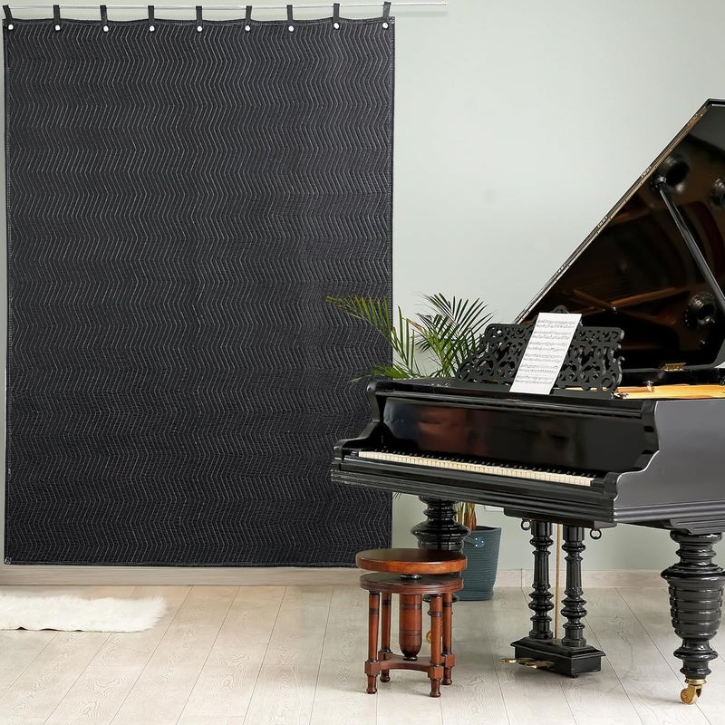 HOMBYS Large Sound Dampening Blanket, 80" x 72" Sound Absorbing Panel with Grommets for Wall Hanging, Noise Reduce Curtains for Recording Studio Use and Basements, 80" x 72", Black - Image 4